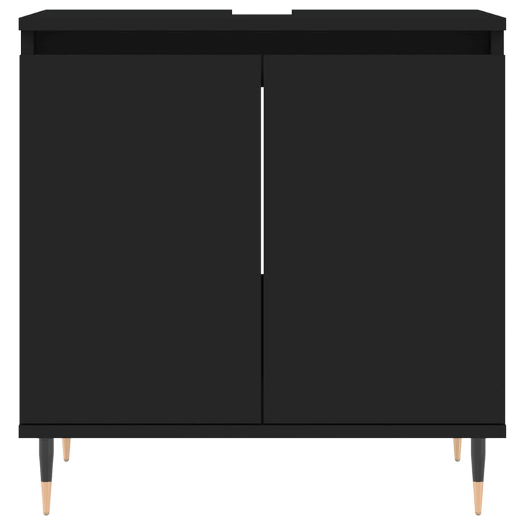 Set di Mobili da Bagno 3 pz Nero in Legno Multistrato 3187782