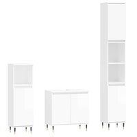 Set Mobili da Bagno 3 pz Bianco Lucido in Legno Multistrato 3187783