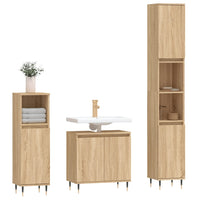 Set di Mobili da Bagno 3 pz Rovere Sonoma in Legno Multistratocod mxl 125607