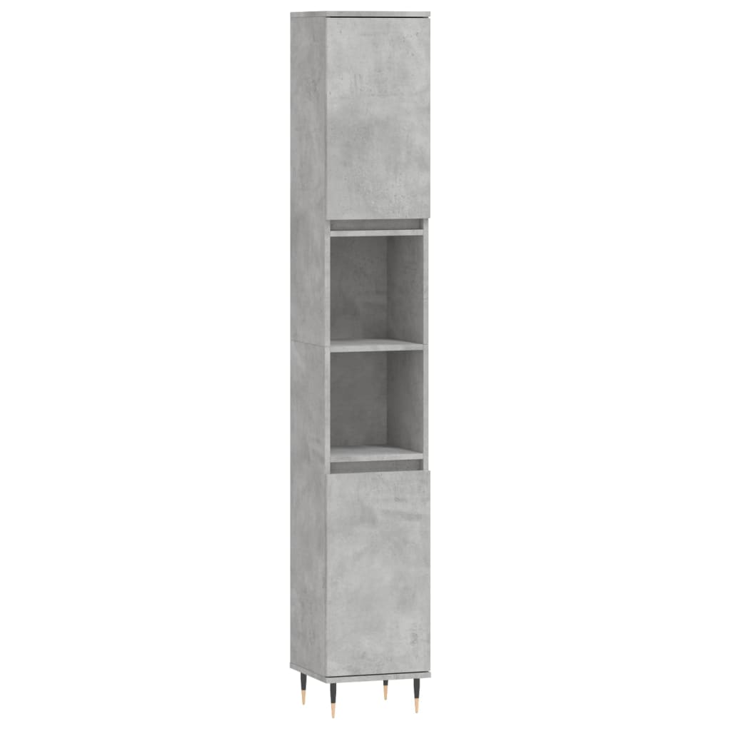 Set di Mobili da Bagno 3 pz Grigio Cemento in Legno Multistrato 3187785