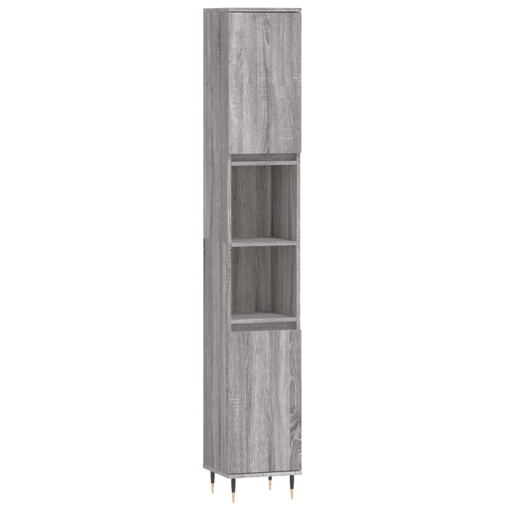 Set Mobili da Bagno 3 pz Grigio Sonoma in Legno Multistrato 3187787