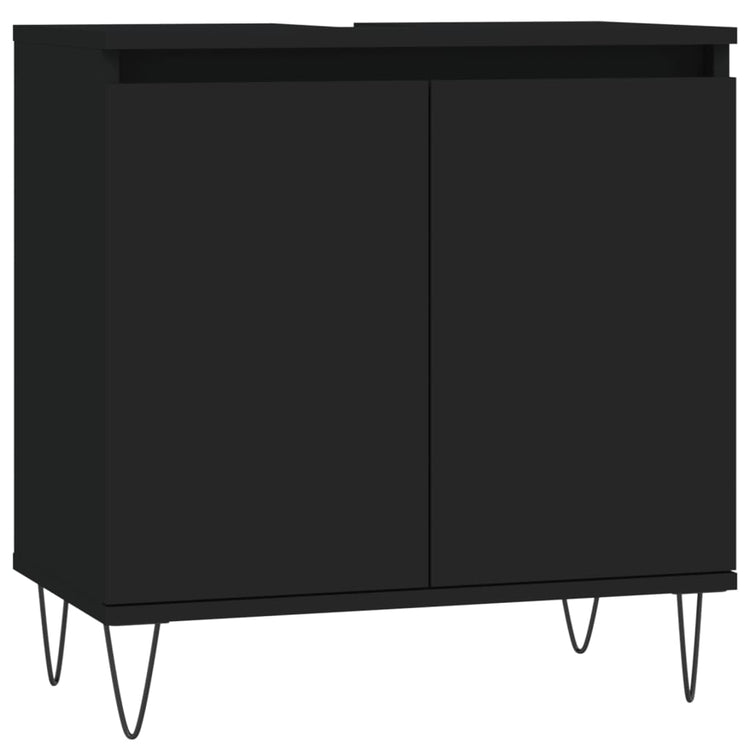 Set di Mobili da Bagno 3 pz Nero in Legno Multistrato 3187790