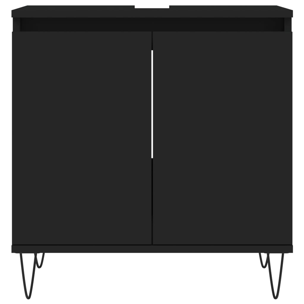 Set di Mobili da Bagno 3 pz Nero in Legno Multistrato 3187790