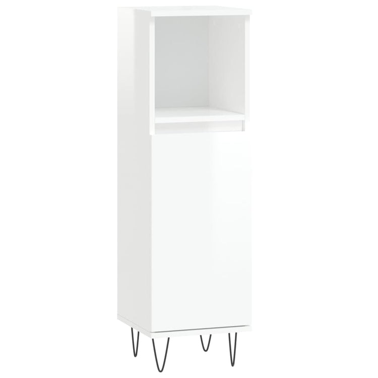 Set Mobili da Bagno 3 pz Bianco Lucido in Legno Multistrato 3187791