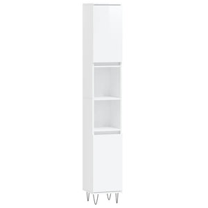 Set Mobili da Bagno 3 pz Bianco Lucido in Legno Multistrato 3187791