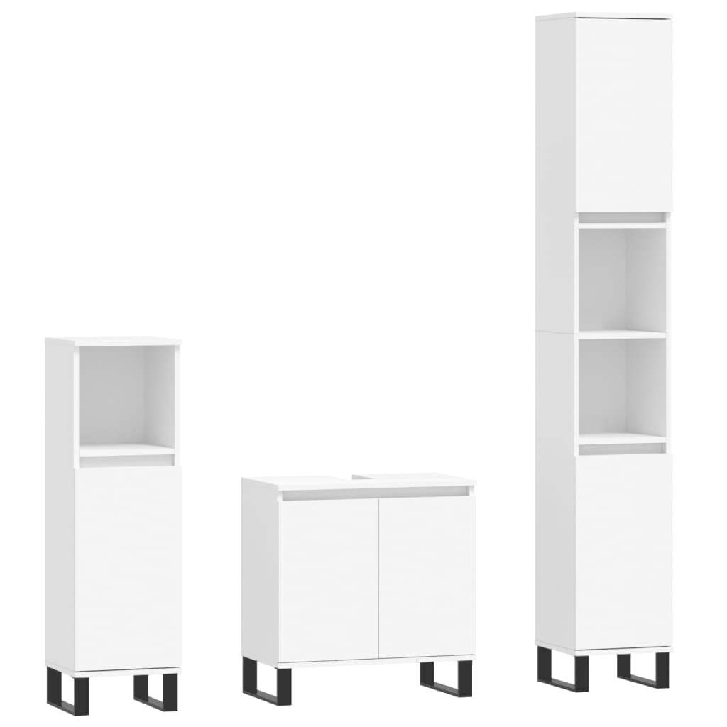 Set di Mobili da Bagno 3 pz Bianco in Legno Multistratocod mxl 101499