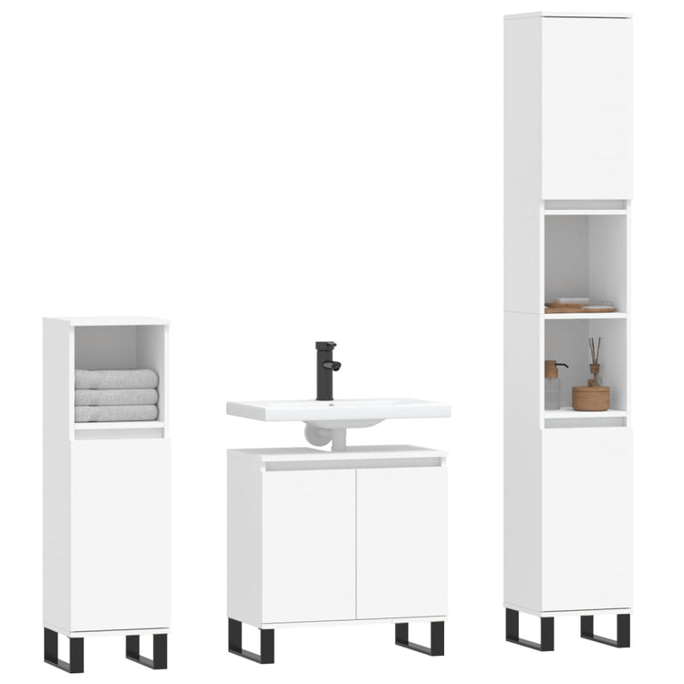 Set di Mobili da Bagno 3 pz Bianco in Legno Multistrato 3187797