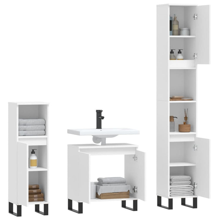 Set di Mobili da Bagno 3 pz Bianco in Legno Multistrato 3187797