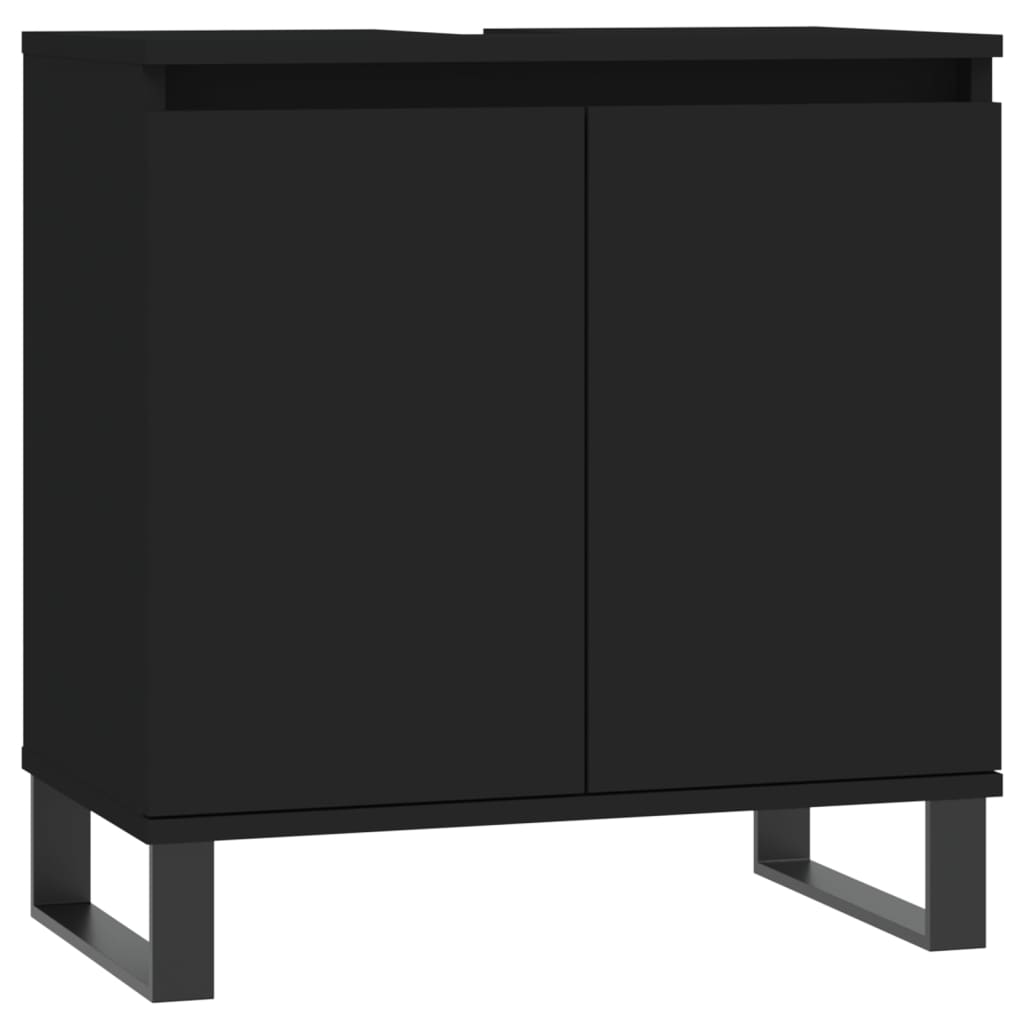 Set di Mobili da Bagno 3 pz Nero in Legno Multistrato 3187798