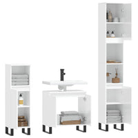 Set Mobili da Bagno 3 pz Bianco Lucido in Legno Multistrato 3187799