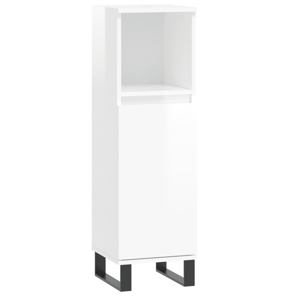 Set Mobili da Bagno 3 pz Bianco Lucido in Legno Multistrato 3187799