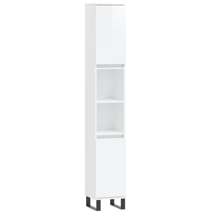 Set Mobili da Bagno 3 pz Bianco Lucido in Legno Multistrato 3187799