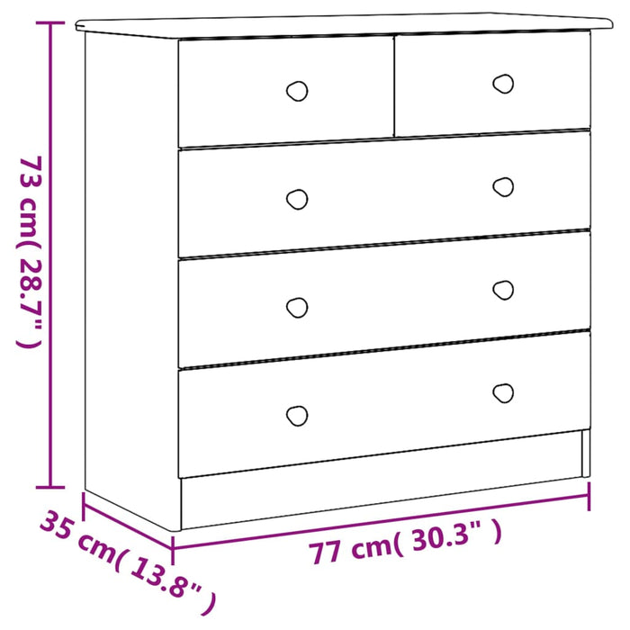 Cassettiera ALTA 77x35x73 cm in Legno Massello di Pino 353921