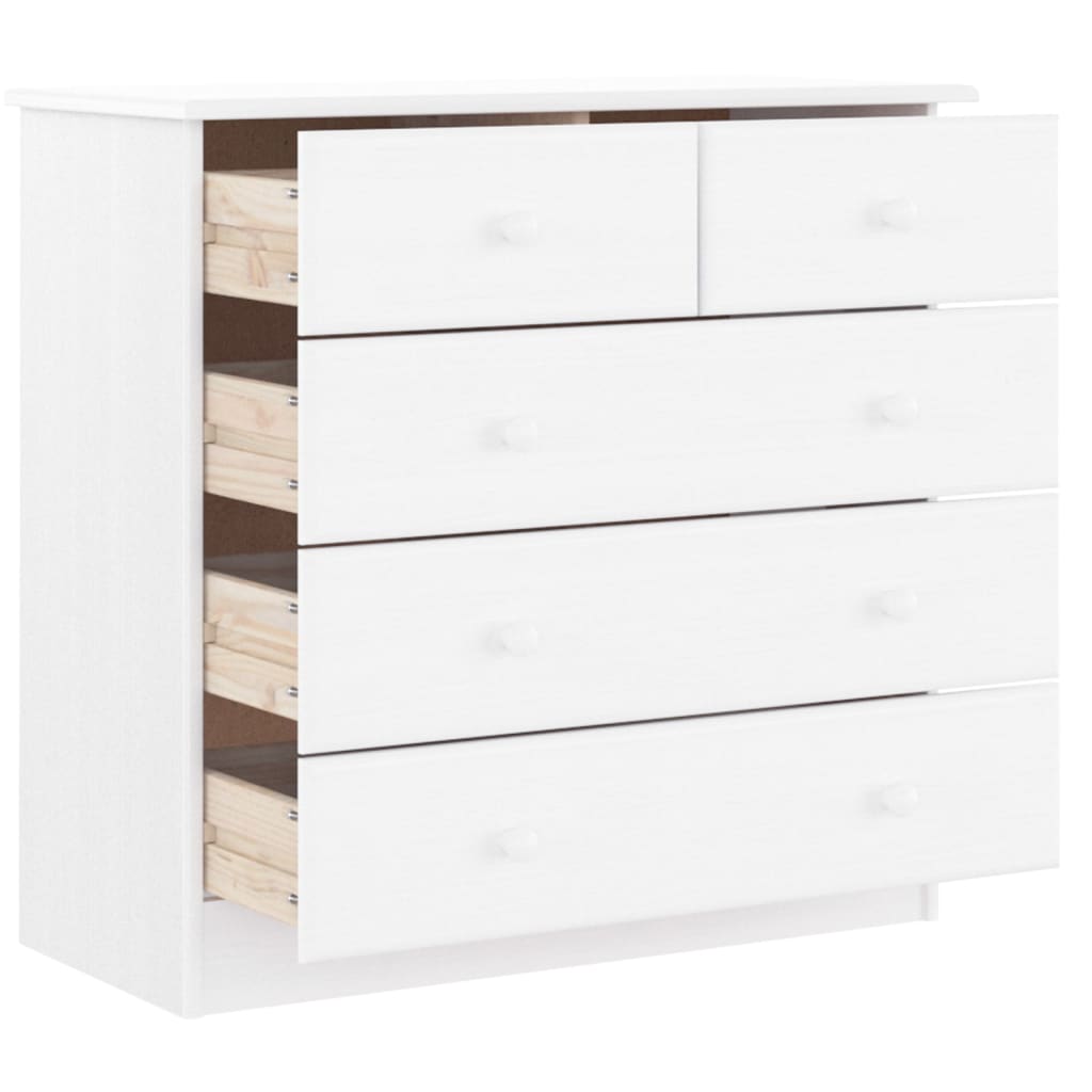 Cassettiera ALTA Bianca 77x35x73 cm in Legno Massello di Pino 353922