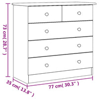 Cassettiera ALTA Bianca 77x35x73 cm in Legno Massello di Pino 353922