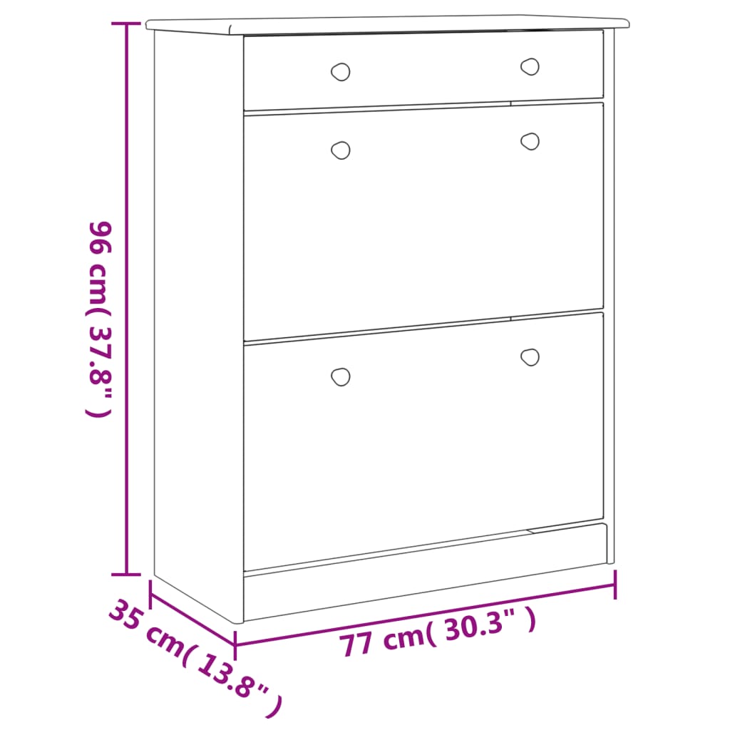 Scarpiera ALTA 77x35x96 cm in Legno Massello di Pino 353923