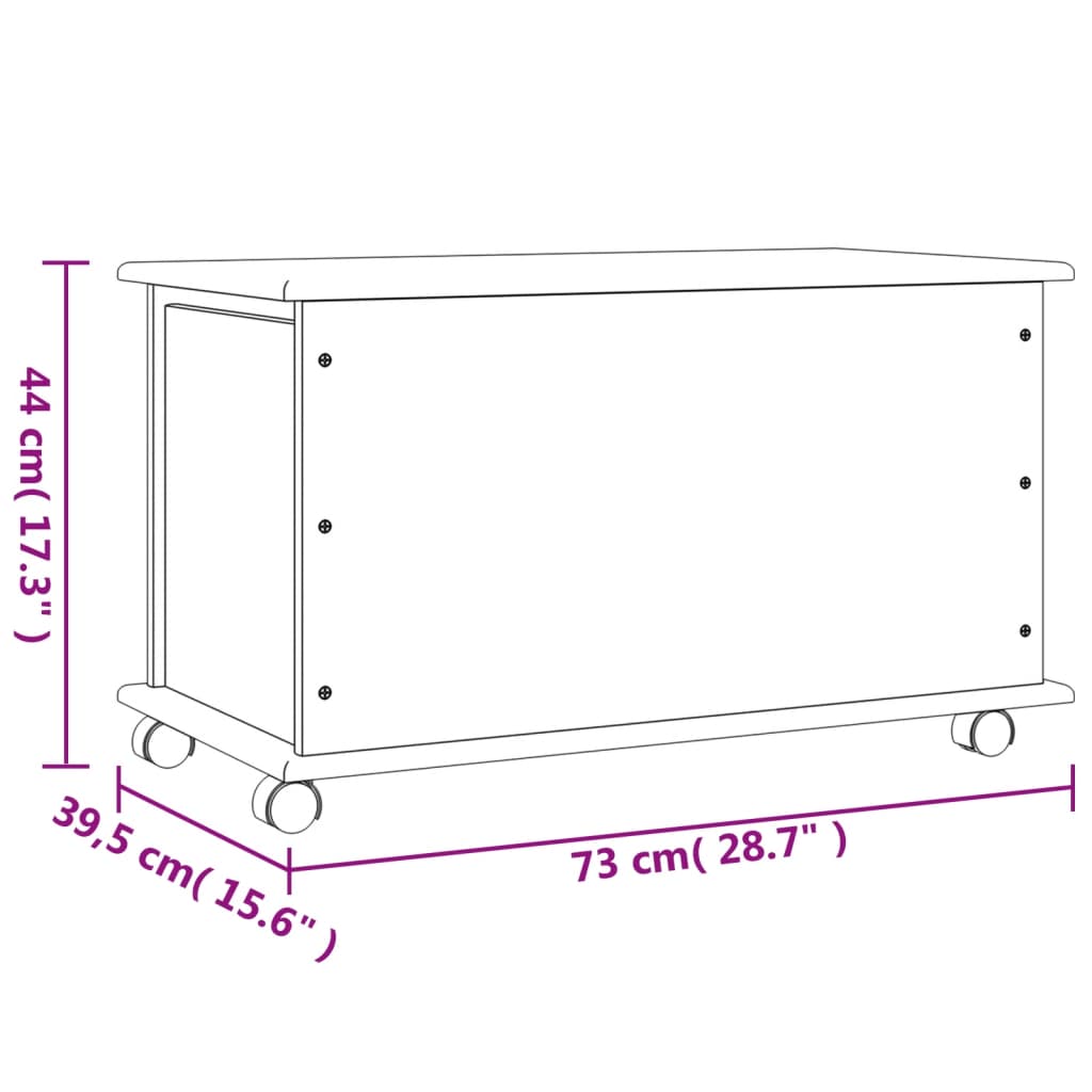 Cassapanca con Ruote ALTA 73x39,5x44 cm Legno Massello di Pino 353927