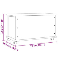 Cassapanca con Ruote ALTA Bianca 73x39,5x44 cm Massello di Pino 353928