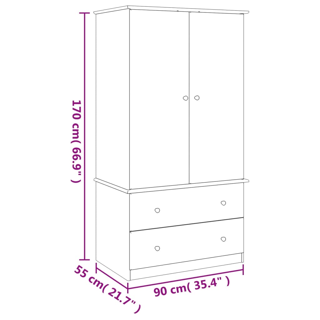 Armadio ALTA 90x55x170 cm in Legno Massello di Pino 353929