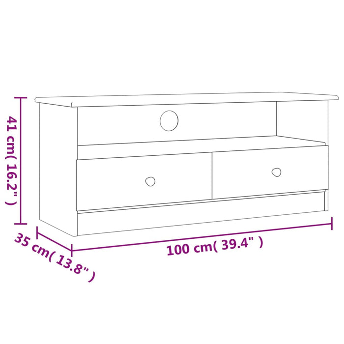 Mobile TV con Cassetti ALTA 100x35x41 cm Legno Massello di Pino 353933