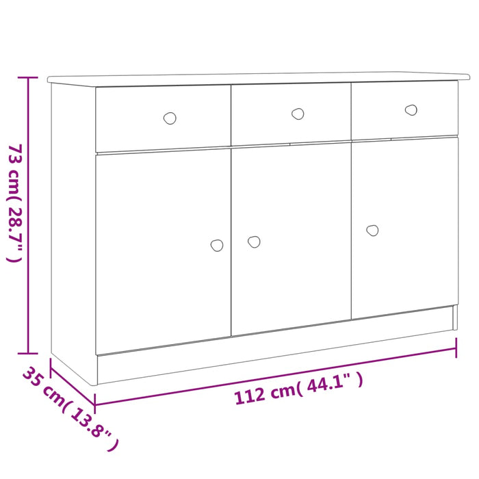 Credenza ALTA 112x35x73 cm in Legno Massello di Pino 353937