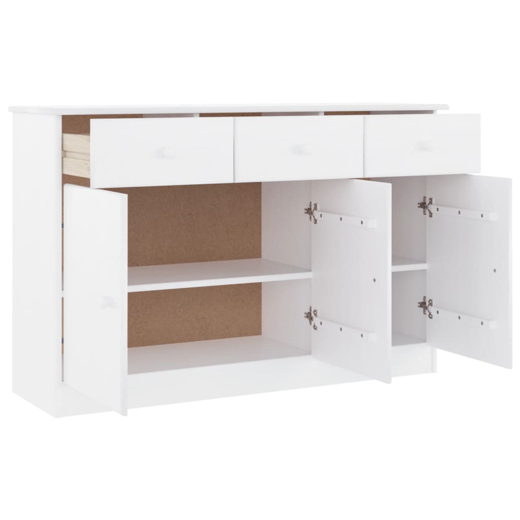 Credenza ALTA Bianca 112x35x73 cm in Legno Massello di Pino 353938