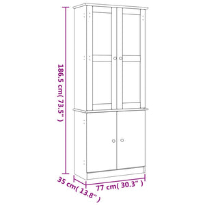 Vetrina ALTA Bianca 77x35x186,5 cm in Legno Massello di Pino 353950