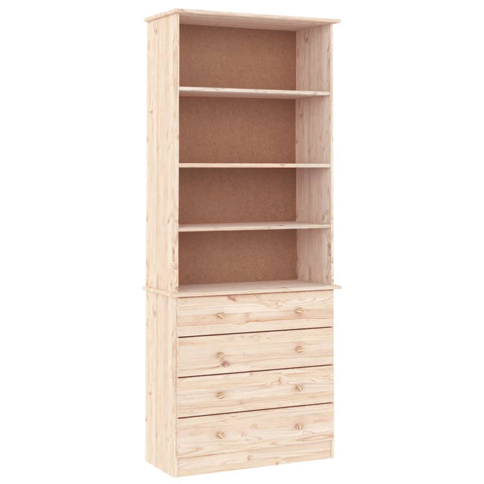 Libreria con Cassetti ALTA 77x35x186,5cm Legno Massello di Pino 353953