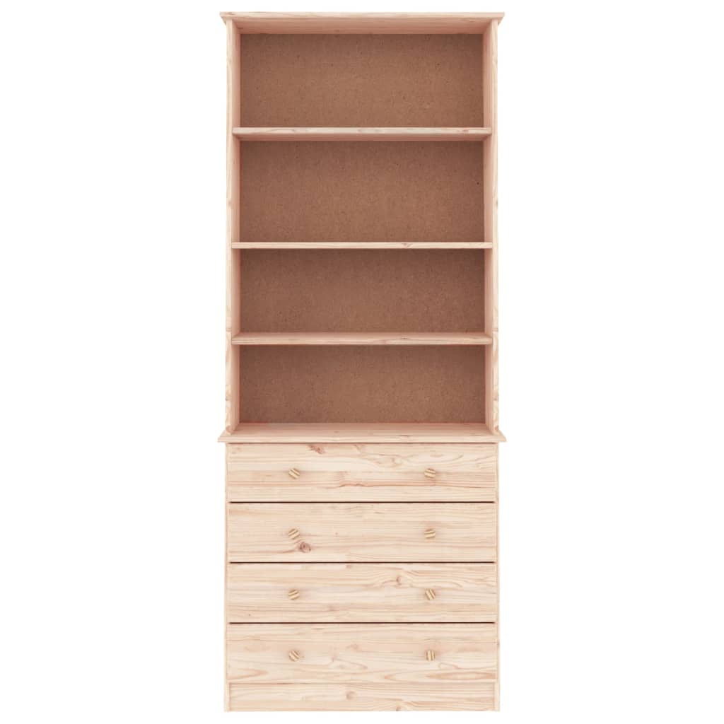 Libreria con Cassetti ALTA 77x35x186,5cm Legno Massello di Pino 353953