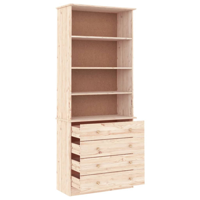 Libreria con Cassetti ALTA 77x35x186,5cm Legno Massello di Pino 353953