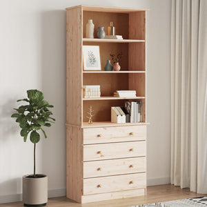 Libreria con Cassetti ALTA 77x35x186,5cm Legno Massello di Pino 353953