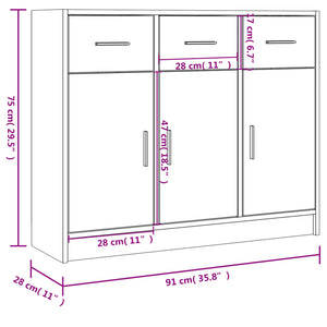 Credenza Rovere Sonoma 91x28x75 cm in Legno Multistrato 823011