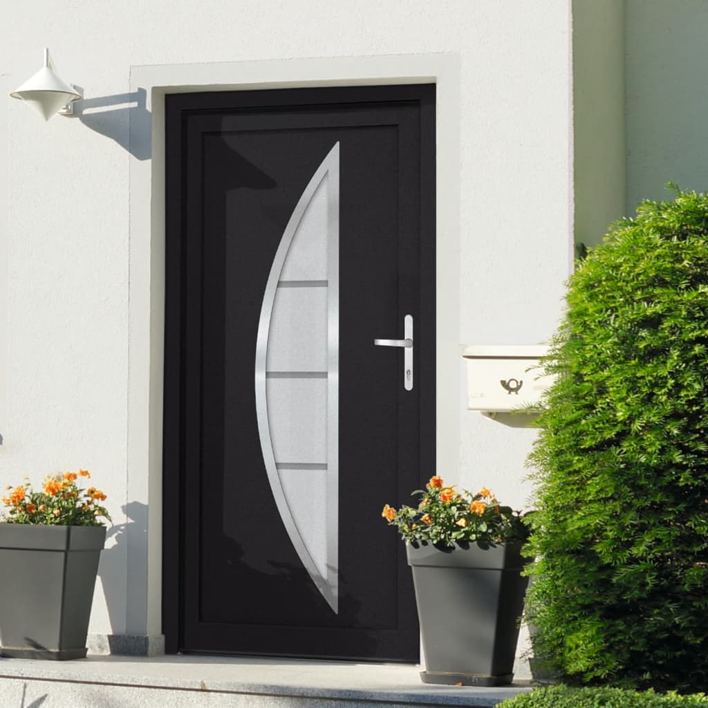 Porta Ingresso Antracite 88x200 cm in PVC 3187879