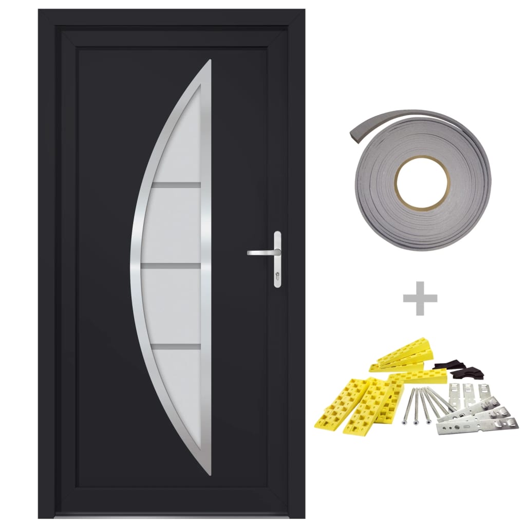 Porta Ingresso Antracite 98x190 cm in PVC 3187880