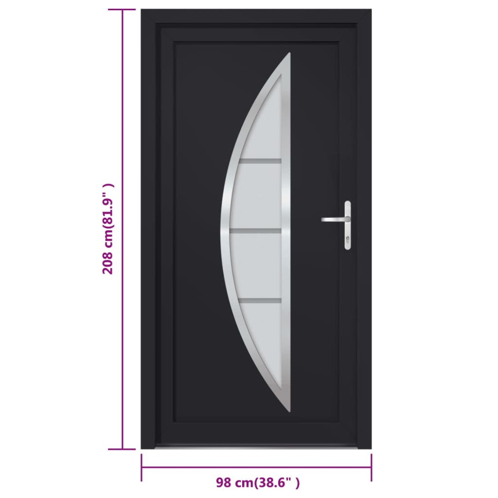 Porta Ingresso Antracite 98x208 cm in PVC 3187882