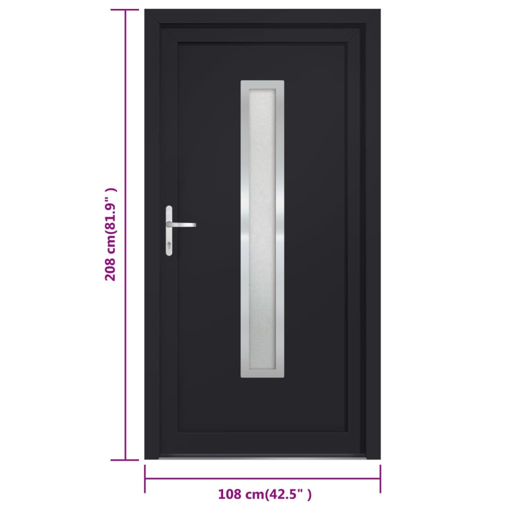 Porta Ingresso Antracite 108x208 cm in PVC 3187902