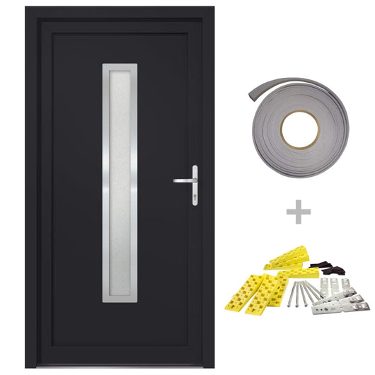 Porta Ingresso Antracite 98x190 cm in PVC 3187904