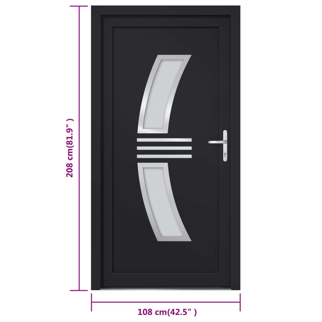 Porta Ingresso Antracite 108x208 cm in PVC 3187940