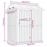 Capanno da Giardino Antracite 192x152,5x237cm Acciaio Zincato 364531