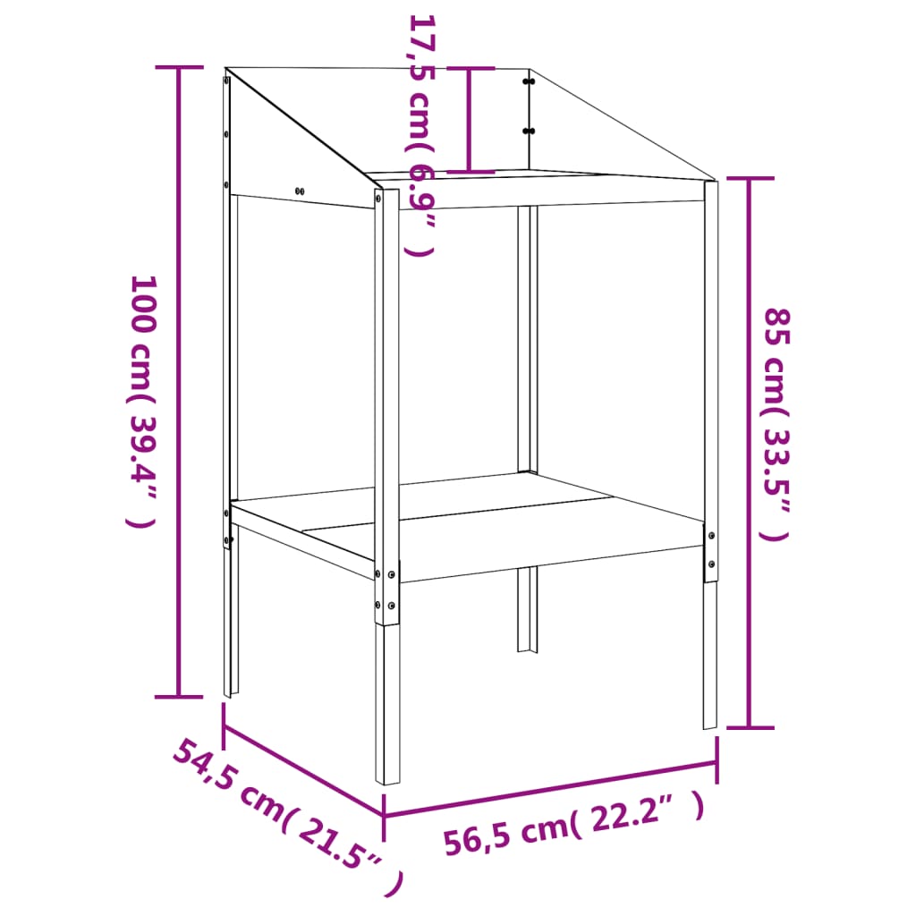 Supporto per Piante Antracite 56,5x54,5x100 cm Acciaio Zincato 364534