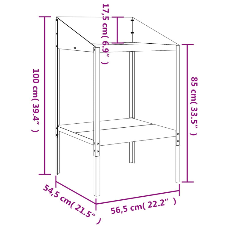 Supporto per Piante Antracite 56,5x54,5x100 cm Acciaio Zincato 364534