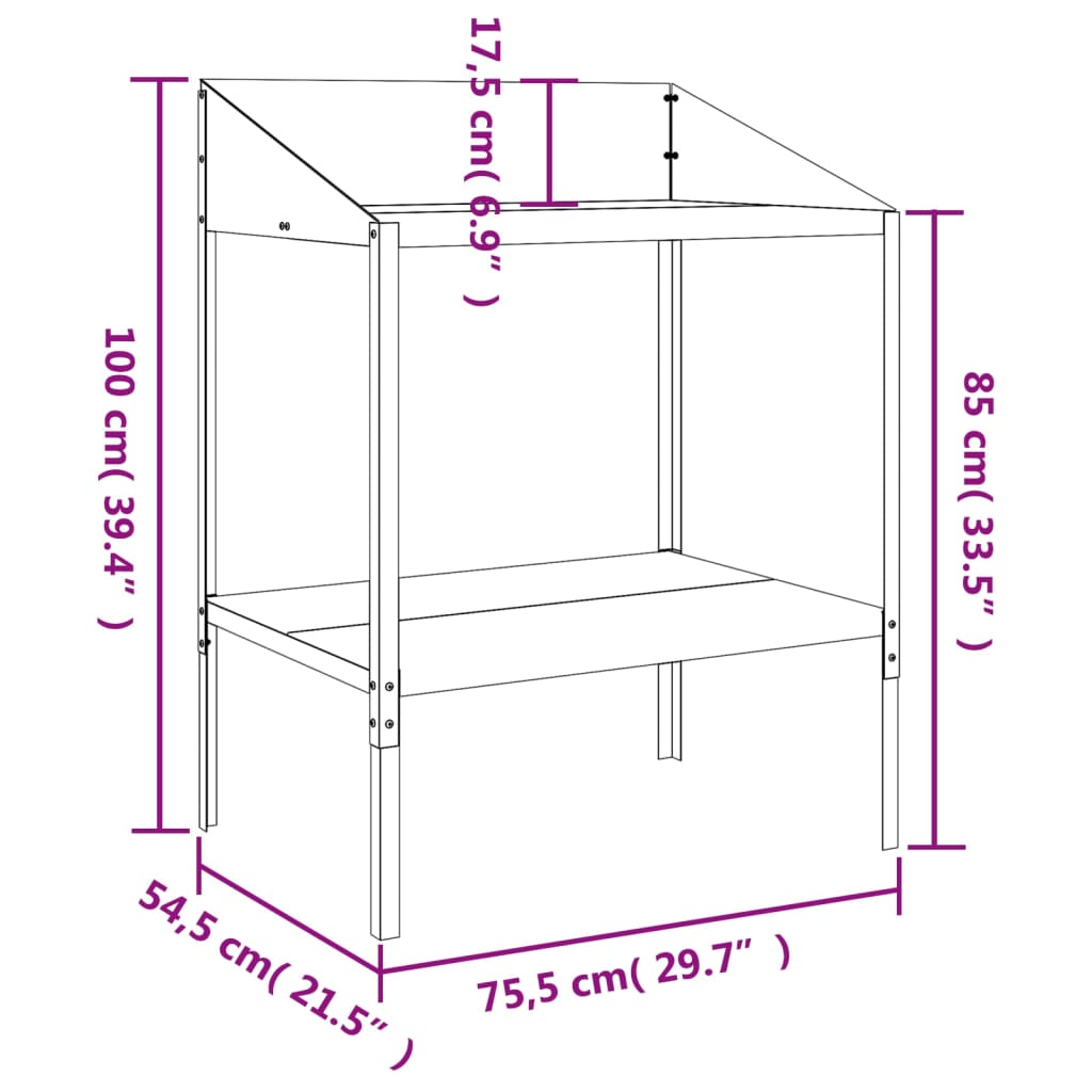 Supporto per Piante Antracite 75,5x54,5x100 cm Acciaio Zincato 364535