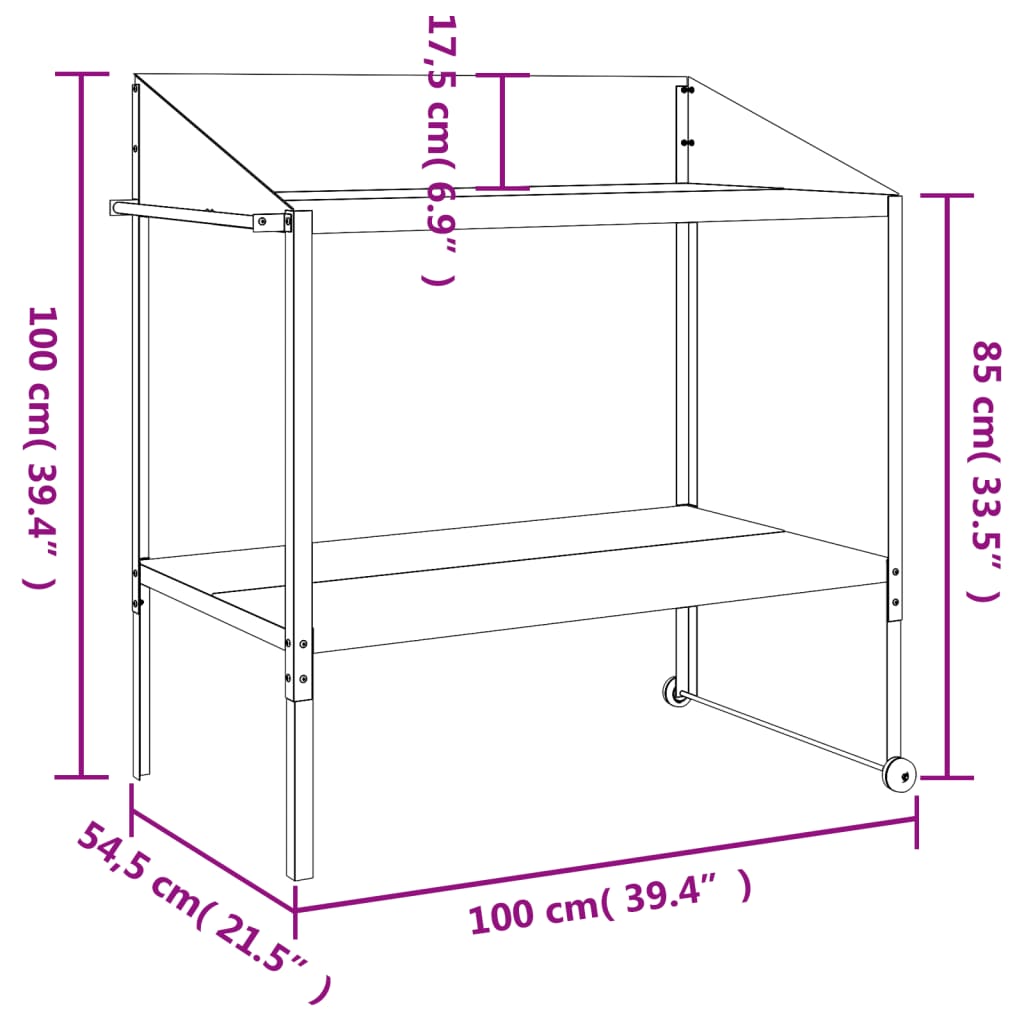 Supporto per Piante Antracite 100x54,5x100 cm Acciaio Zincato 364536