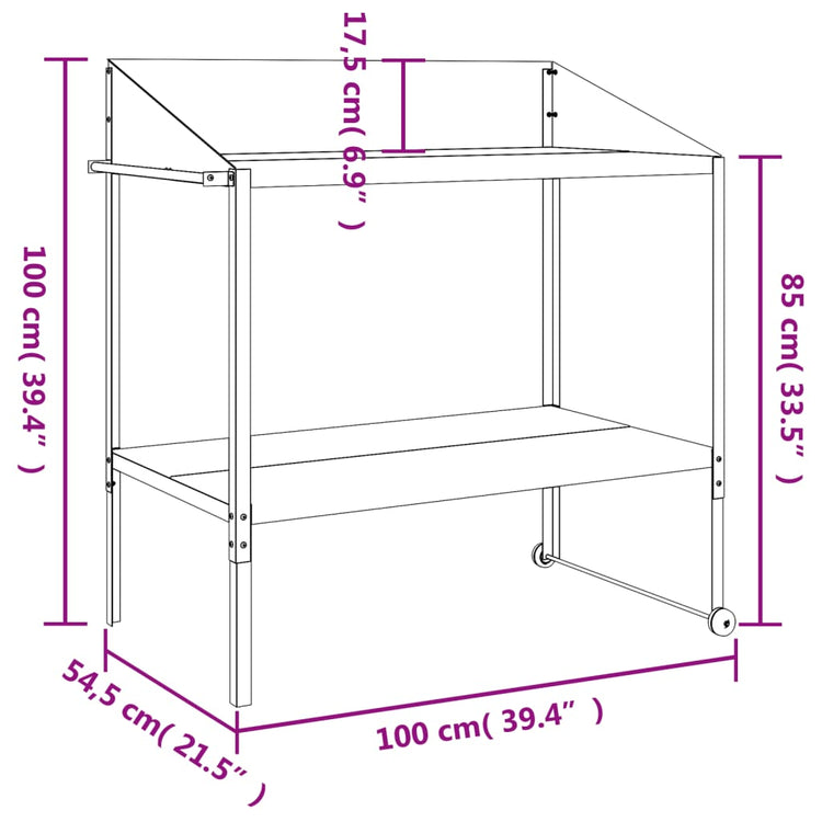 Supporto per Piante Antracite 100x54,5x100 cm Acciaio Zincato 364536