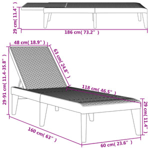 Lettino Bianco 186x60x29 cm in PP 364215