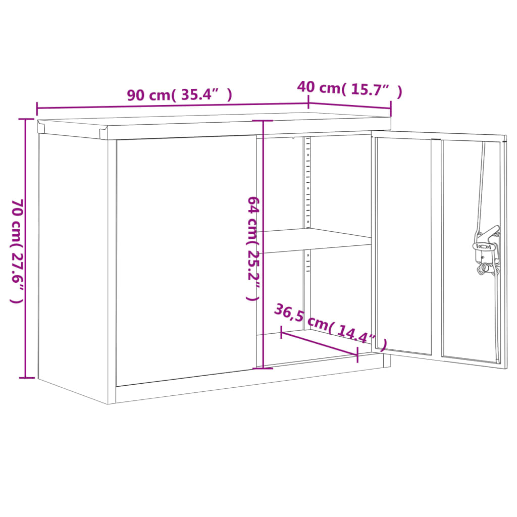 Armadio Classificatore Grigio Chiaro 90x40x70 cm in Acciaio 339721