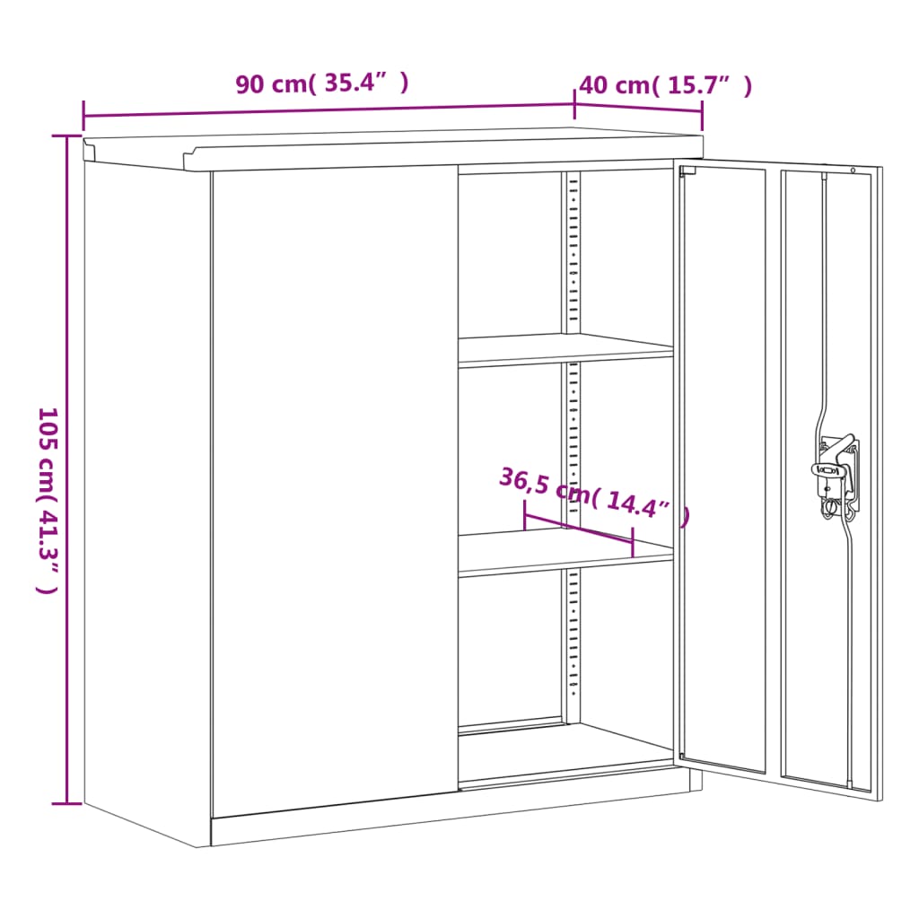 Armadio Classificatore Grigio Chiaro 90x40x105 cm in Acciaio 339737