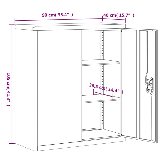 Armadio Classificatore Grigio Chiaro 90x40x105 cm in Acciaio 339737