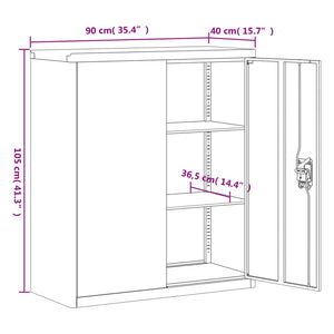 Armadio Classificatore Nero 90x40x105 cm in Acciaio 339738