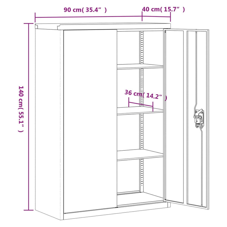 Armadio Classificatore Antracite 90x40x140 cm in Acciaio 339747